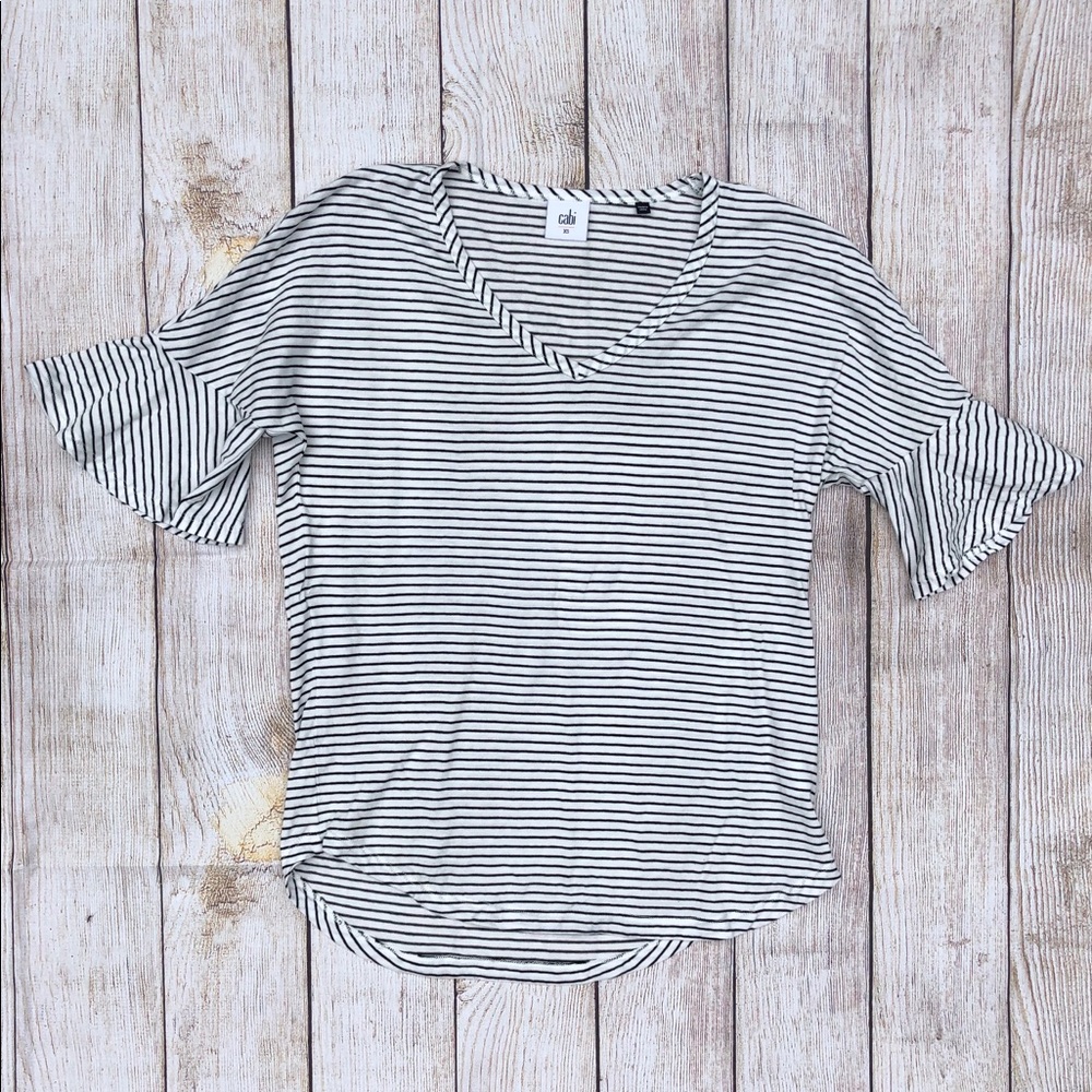 Cabi | T-Shirt | White and Black | Striped | XS